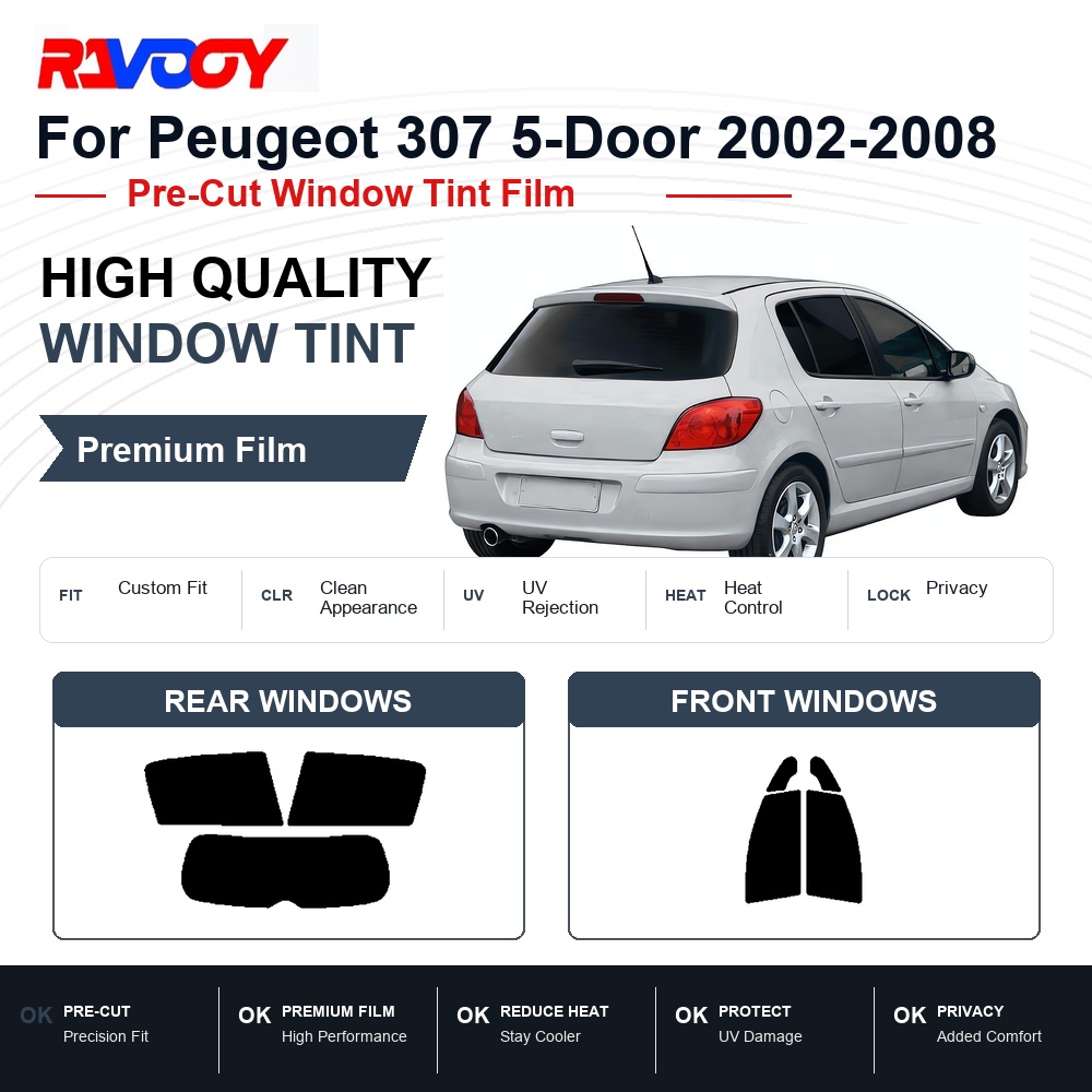 Tinted Window Film - Peugeot 307 5 Kapılı 2002-2008 Ön