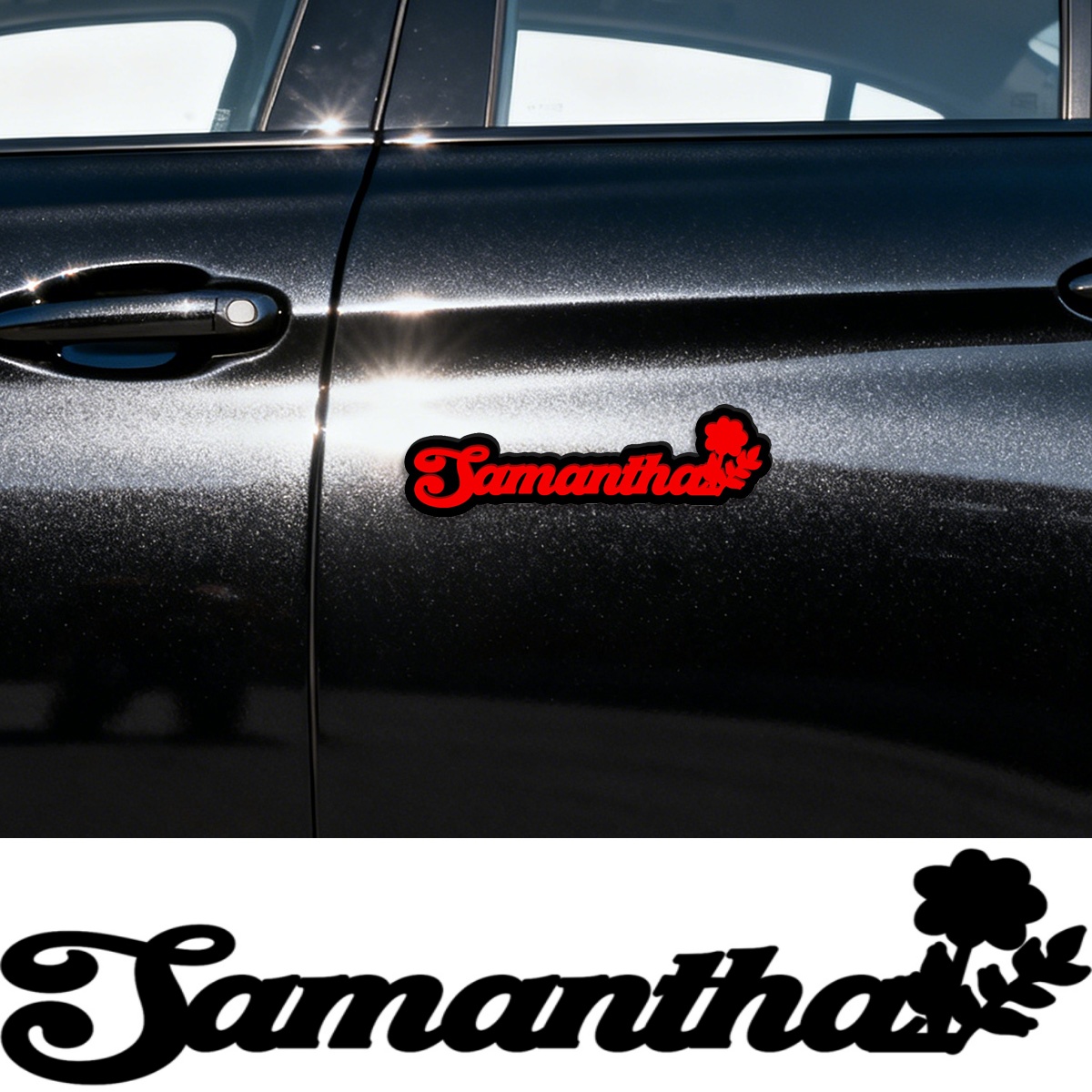 Car Accessories Logo - Özel Font Çiçek Desenli Basit 3D